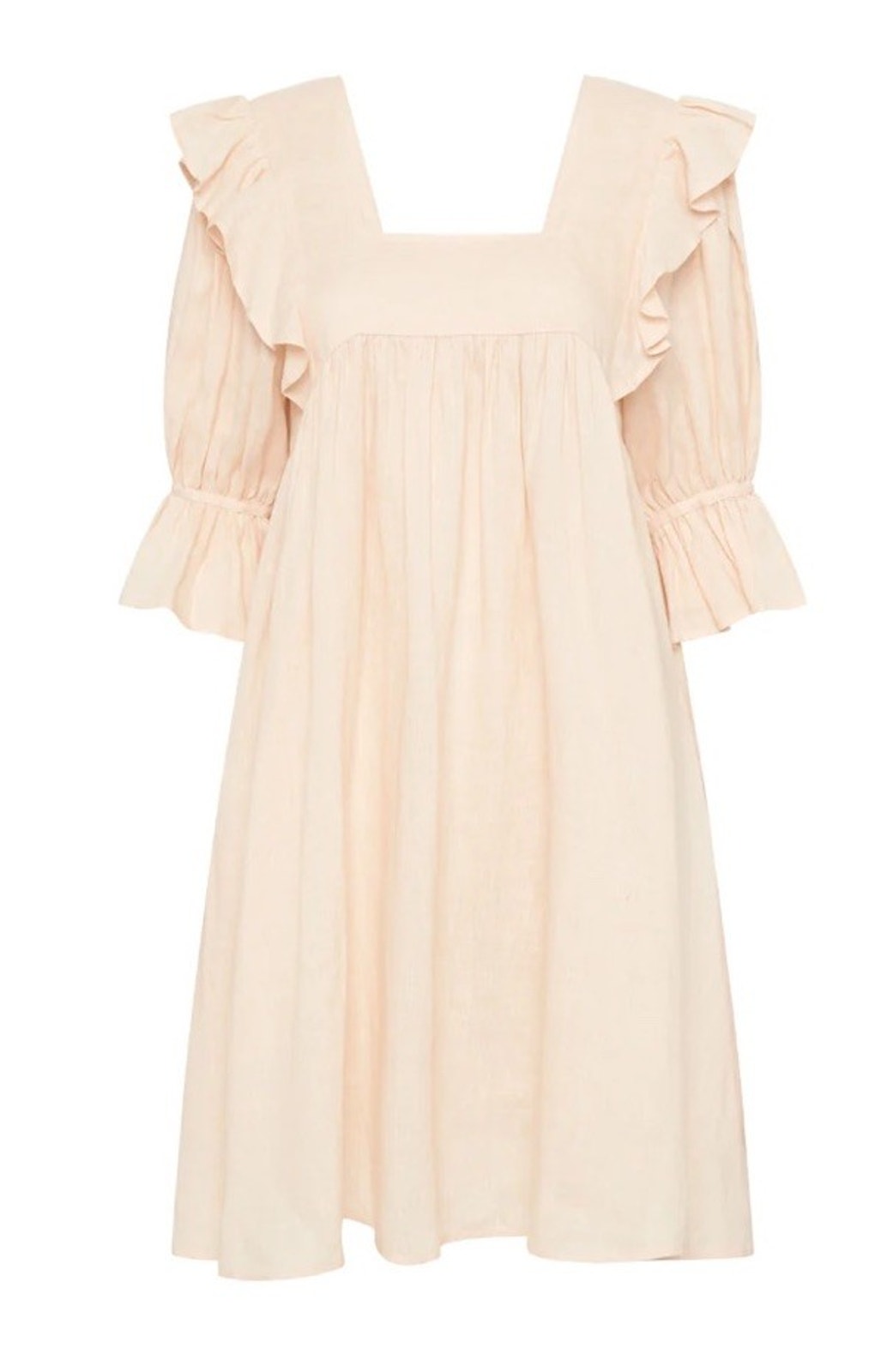 Spell & The Gypsy Collective Mae Linen Midi Dress Meringue Pink Milkmaid Sz S
